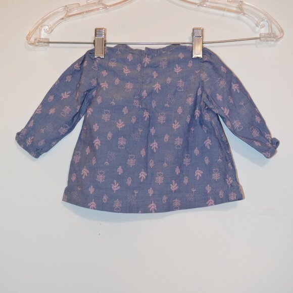 JUST ONE YOU (R) by CARTER'S Grey-Pink Prints Snaps-Back Sleeves Dress Baby 3M - Picture 2 of 5